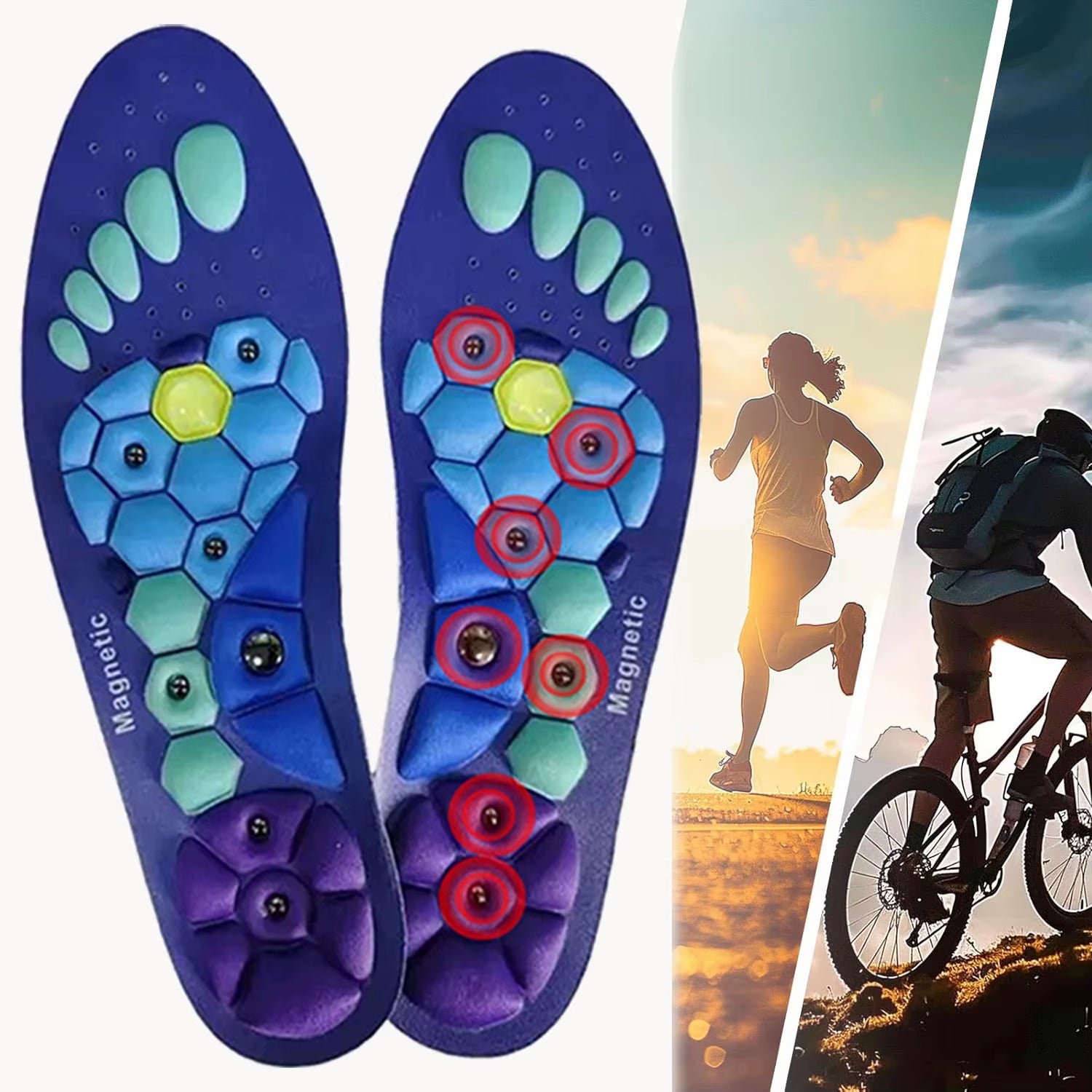 1 Pair Magnetic Therapy Foot Acupressure Insole Arch Support Health Massage Shoes Soles Reflexology Anti-Fatigue Comfort Inserts